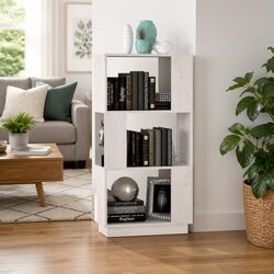 Compact White Pine Wood Book Cabinet with Style