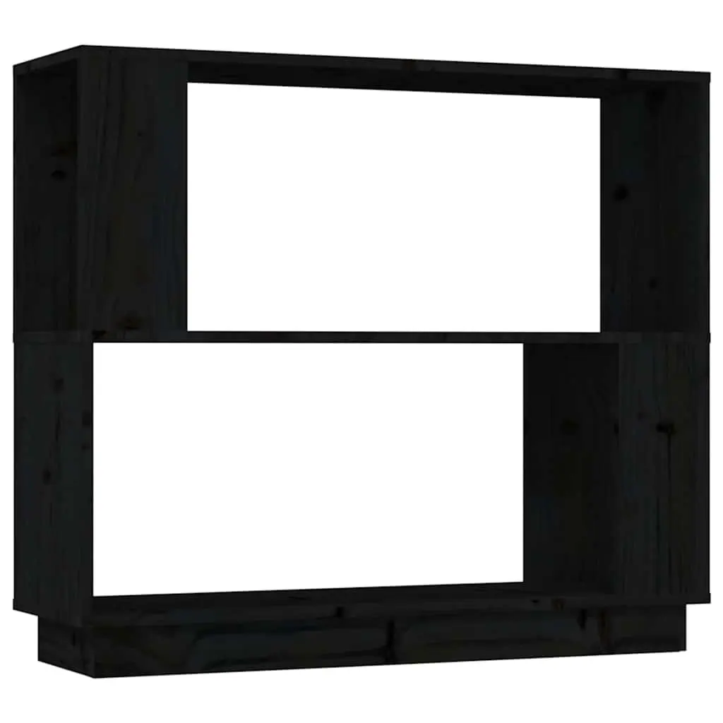 Book Cabinet Black Solid Pine Wood Room Divider 80W x 25D x 70H cm