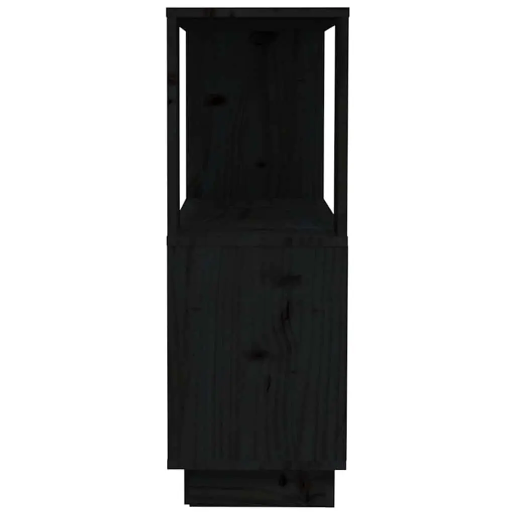 Book Cabinet Black Solid Pine Wood Room Divider 80W x 25D x 70H cm