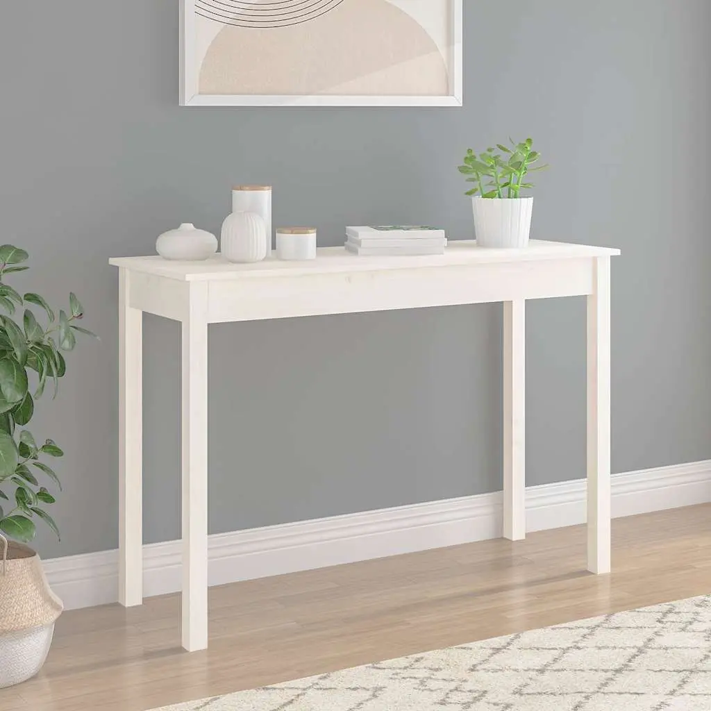 Console Table White 110x40x75 cm Wooden Sturdy Frame Spacious Top Surface