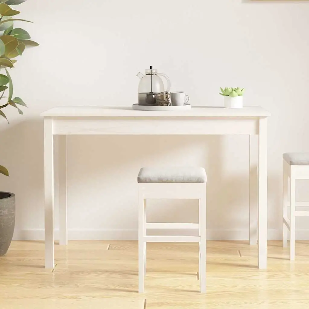 Dining Table White 110x55x75 cm Solid Pine Wood Minimalist Style