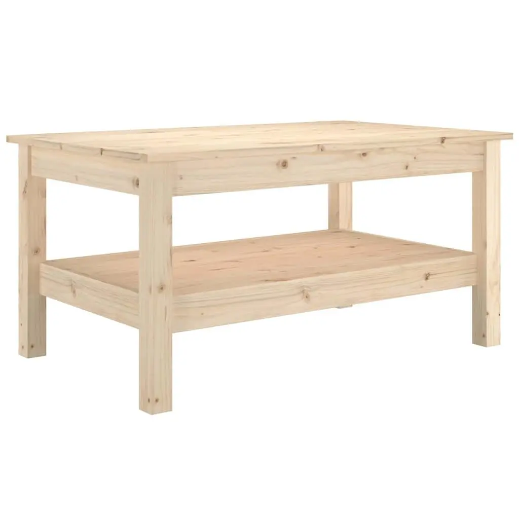 Solid Wood Coffee Table Brown 80 x 50 x 40 cm Pine Construction with Storage Shelf