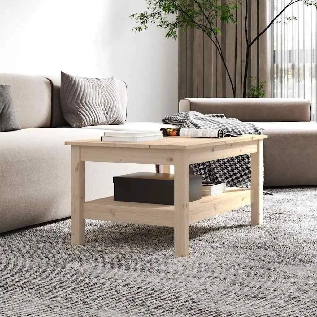 Solid Wood Coffee Table Brown 80 x 50 x 40 cm Pine Construction with Storage Shelf