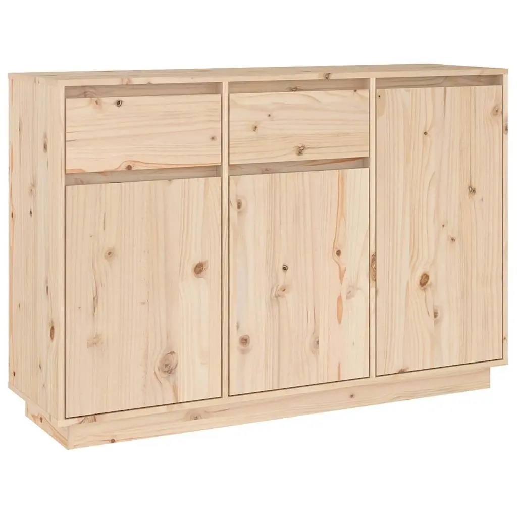 Brown Sideboard 110cm Solid Pine Wood Storage Cabinet with 2 Drawers and 3 Doors for Home Organisation