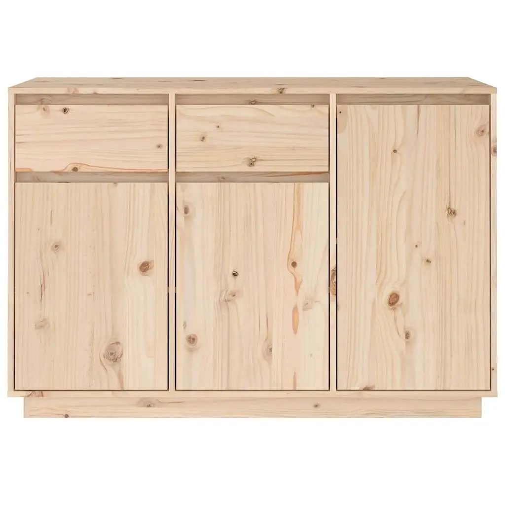 Brown Sideboard 110cm Solid Pine Wood Storage Cabinet with 2 Drawers and 3 Doors for Home Organisation