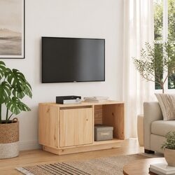Solid Wood TV Cabinet 74x35x44 cm Brown Pine Storage Unit Living Room Furniture