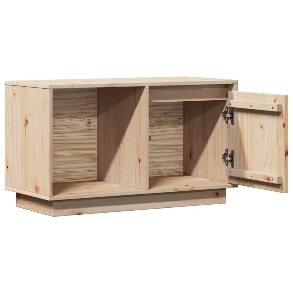 Solid Wood TV Stand Brown 74x35x44 cm Pine Storage Unit Living Room Furniture