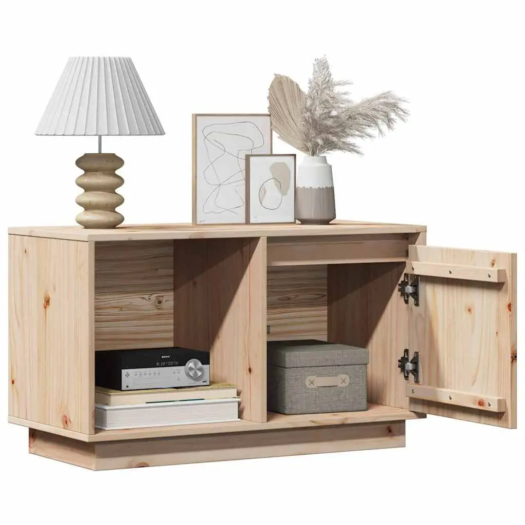 Solid Wood TV Stand Brown 74x35x44 cm Pine Storage Unit Living Room Furniture
