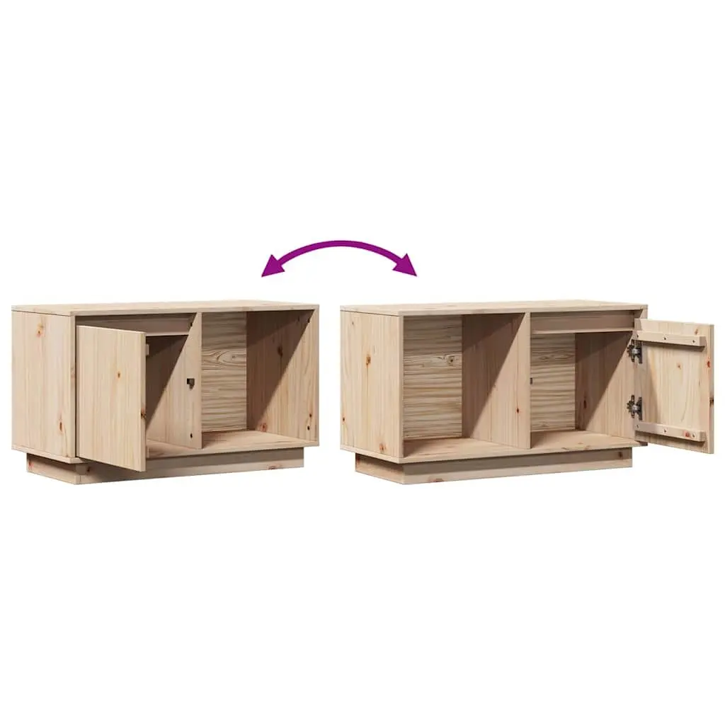 Solid Wood TV Stand Brown 74x35x44 cm Pine Storage Unit Living Room Furniture