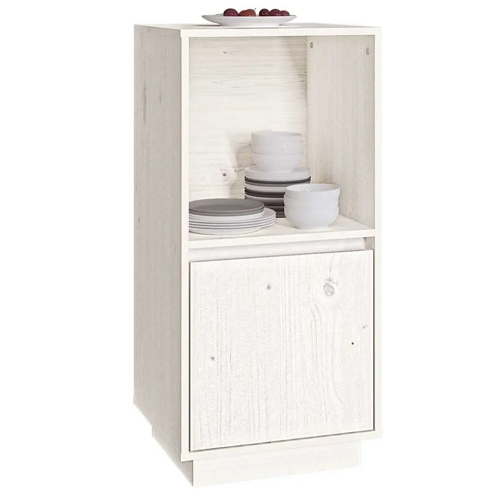 Sideboard White Solid Pine Wood Modern Style Living Room Storage Cabinet