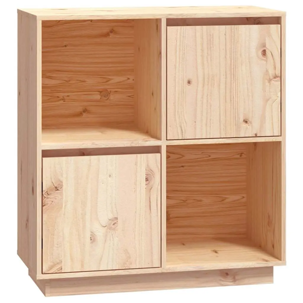 Solid Wood Pine Sideboard Brown 74x35x80cm Storage Cabinet with 2 Doors