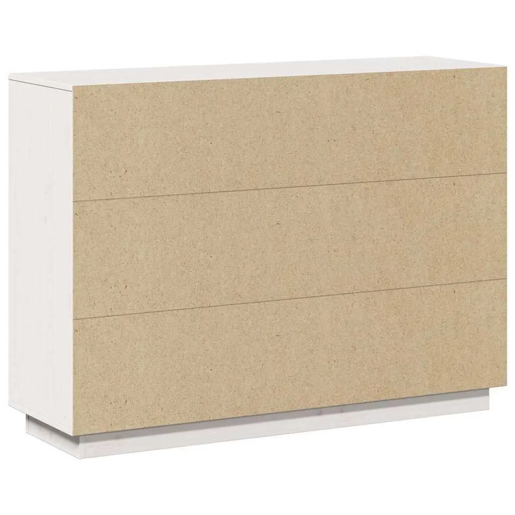 Sideboard White 110.5x35x80cm Solid Pine Wood 3 Doors Storage Furniture