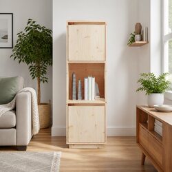Solid Wood Pine Highboard Storage Cabinet 38x35x117cm