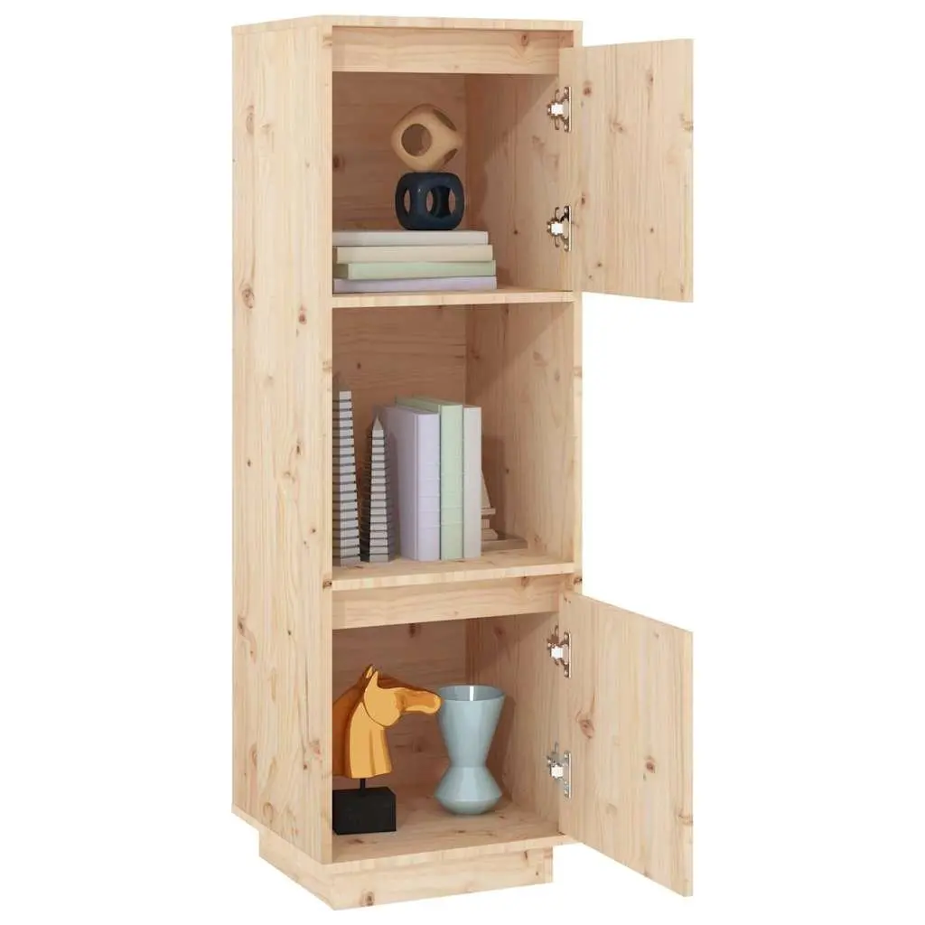 Highboard Brown Solid Wood Pine Cabinet 38x35x117cm Storage Furniture