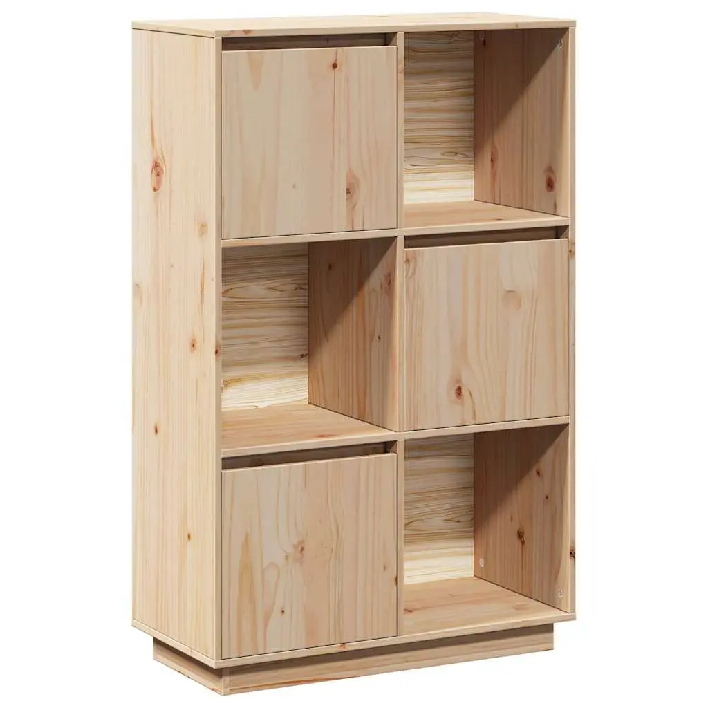 Wooden Highboard Storage Cabinet Brown Solid Pine 74 x 35 x 117 cm Natural Grain Rustic Character