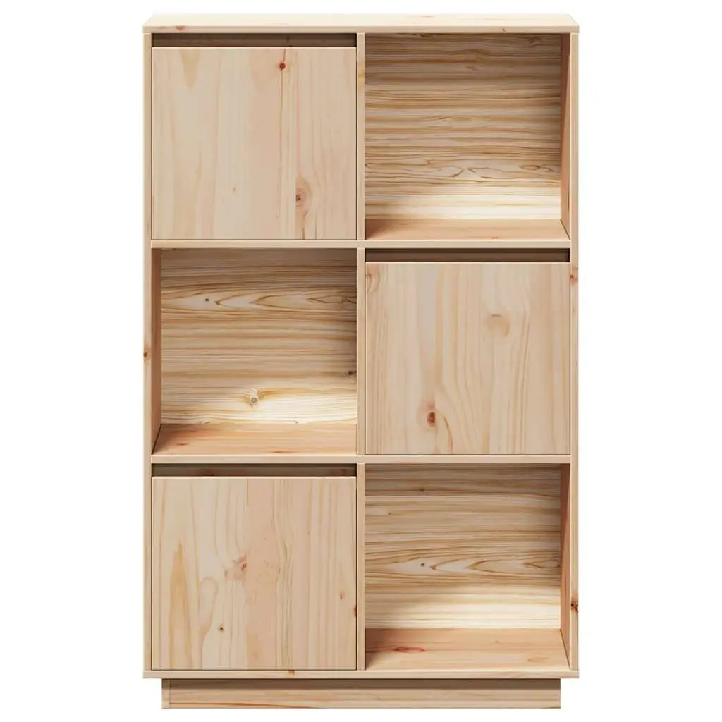 Wooden Highboard Storage Cabinet Brown Solid Pine 74 x 35 x 117 cm Natural Grain Rustic Character