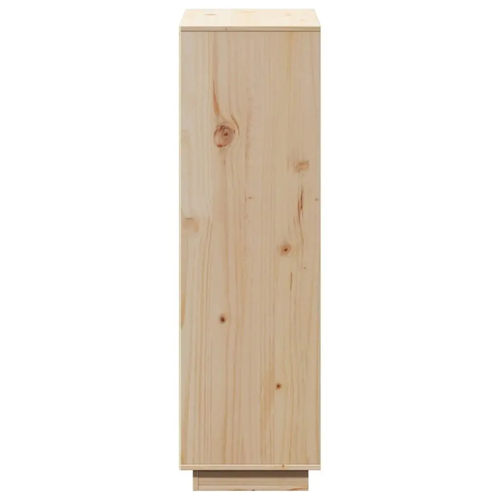 Wooden Highboard Storage Cabinet Brown Solid Pine 74 x 35 x 117 cm Natural Grain Rustic Character