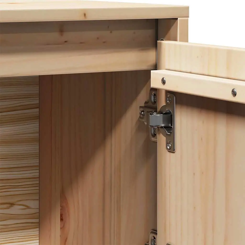 Wooden Highboard Storage Cabinet Brown Solid Pine 74 x 35 x 117 cm Natural Grain Rustic Character