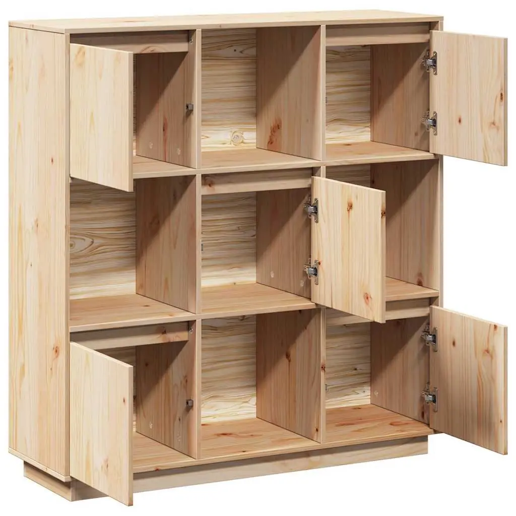Highboard Cabinet Brown 110.5x35x117cm 5 Door Solid Pine Wood Storage Buffet Furniture