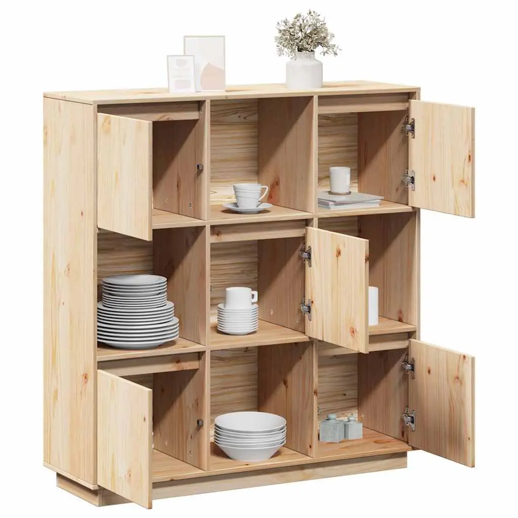 Highboard Cabinet Brown 110.5x35x117cm 5 Door Solid Pine Wood Storage Buffet Furniture