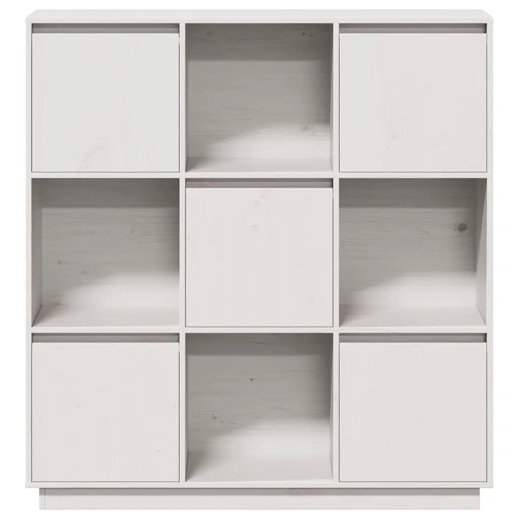 Highboard Cabinet White 5-Door Solid Pine Wood Modern Storage Sideboard