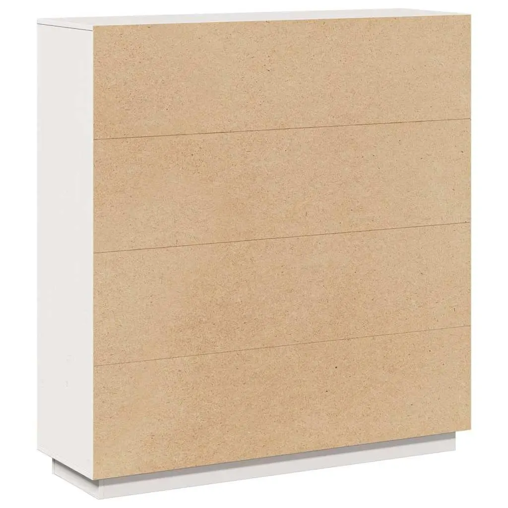 Highboard Cabinet White 5-Door Solid Pine Wood Modern Storage Sideboard