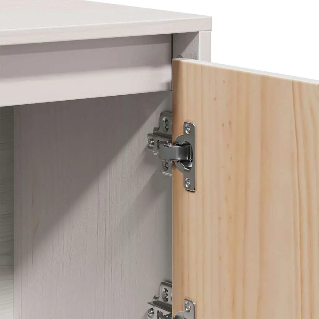 Highboard Cabinet White 5-Door Solid Pine Wood Modern Storage Sideboard