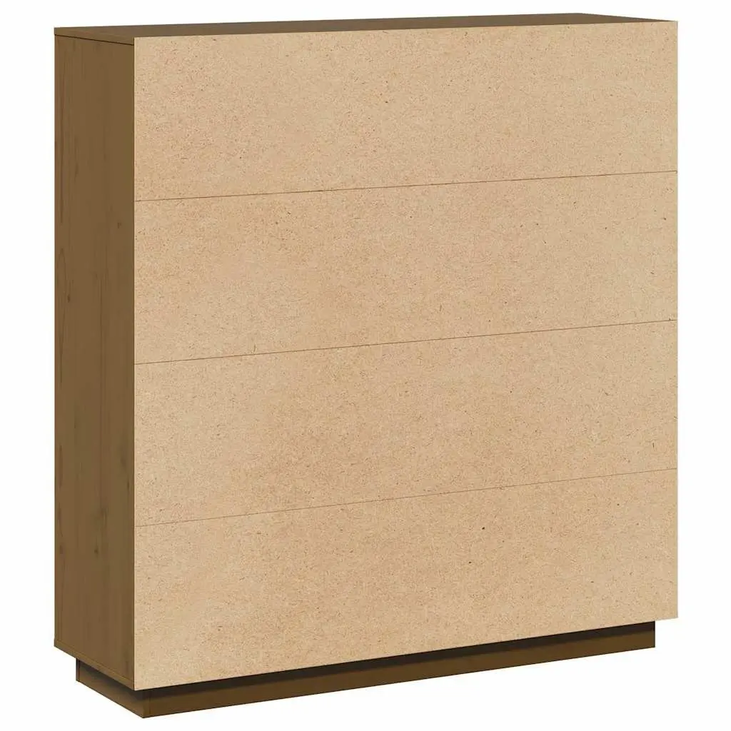 Highboard Storage Cabinet Brown Solid Pine Wood 5 Door Modern Furniture