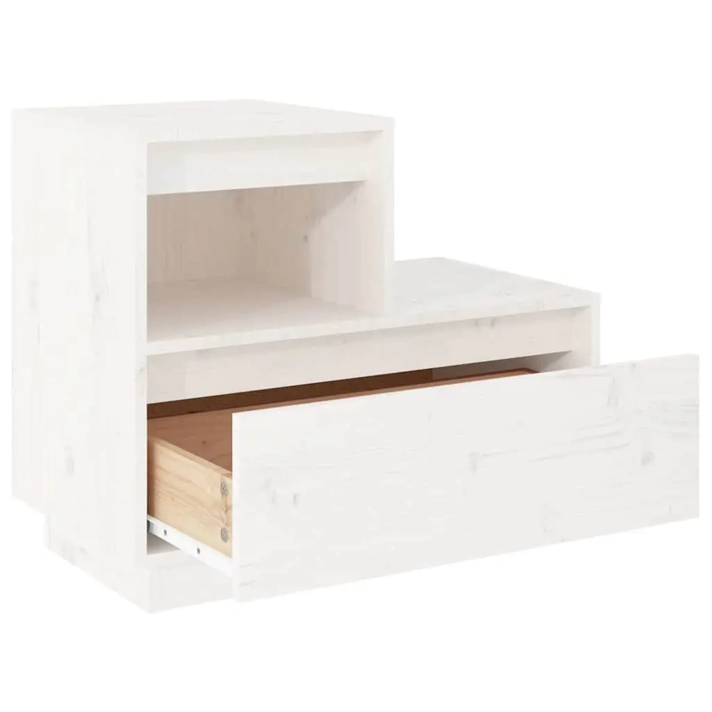 Bedside Cabinets White 60x34x51 cm Solid Pine Wood Storage Nightstand 2 Piece