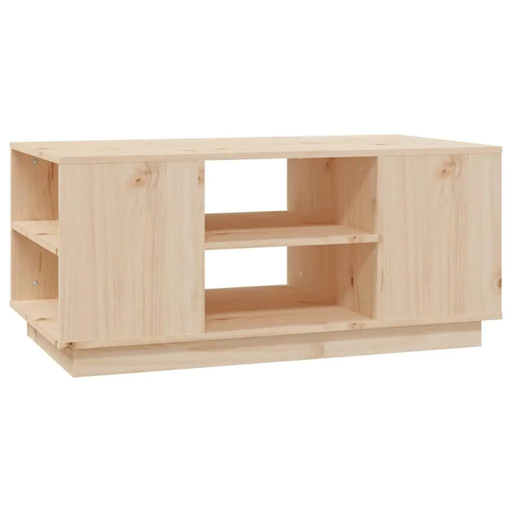 Coffee Table Brown Solid Pine Wood 90x49x40.5cm with Storage Compartments