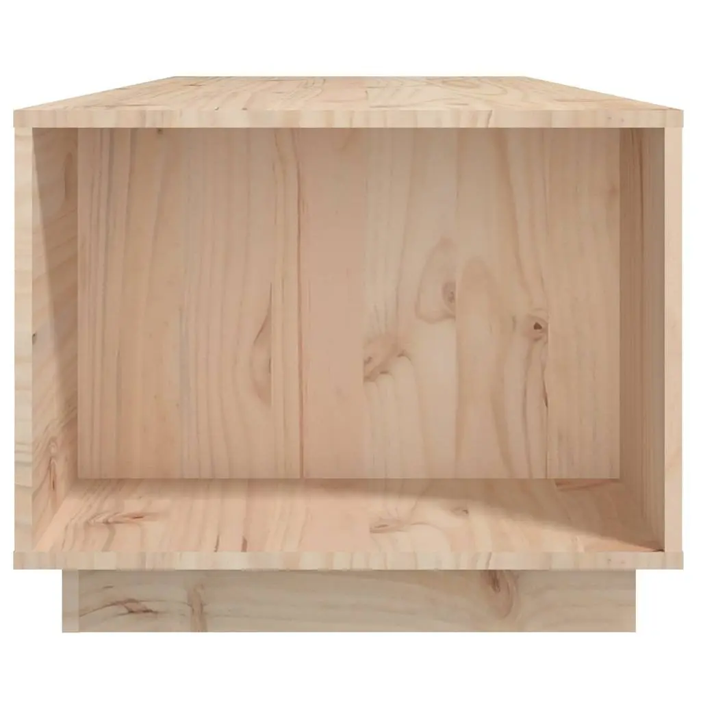 Coffee Table Brown Solid Pine Wood 4 Storage Compartments 2 Doors