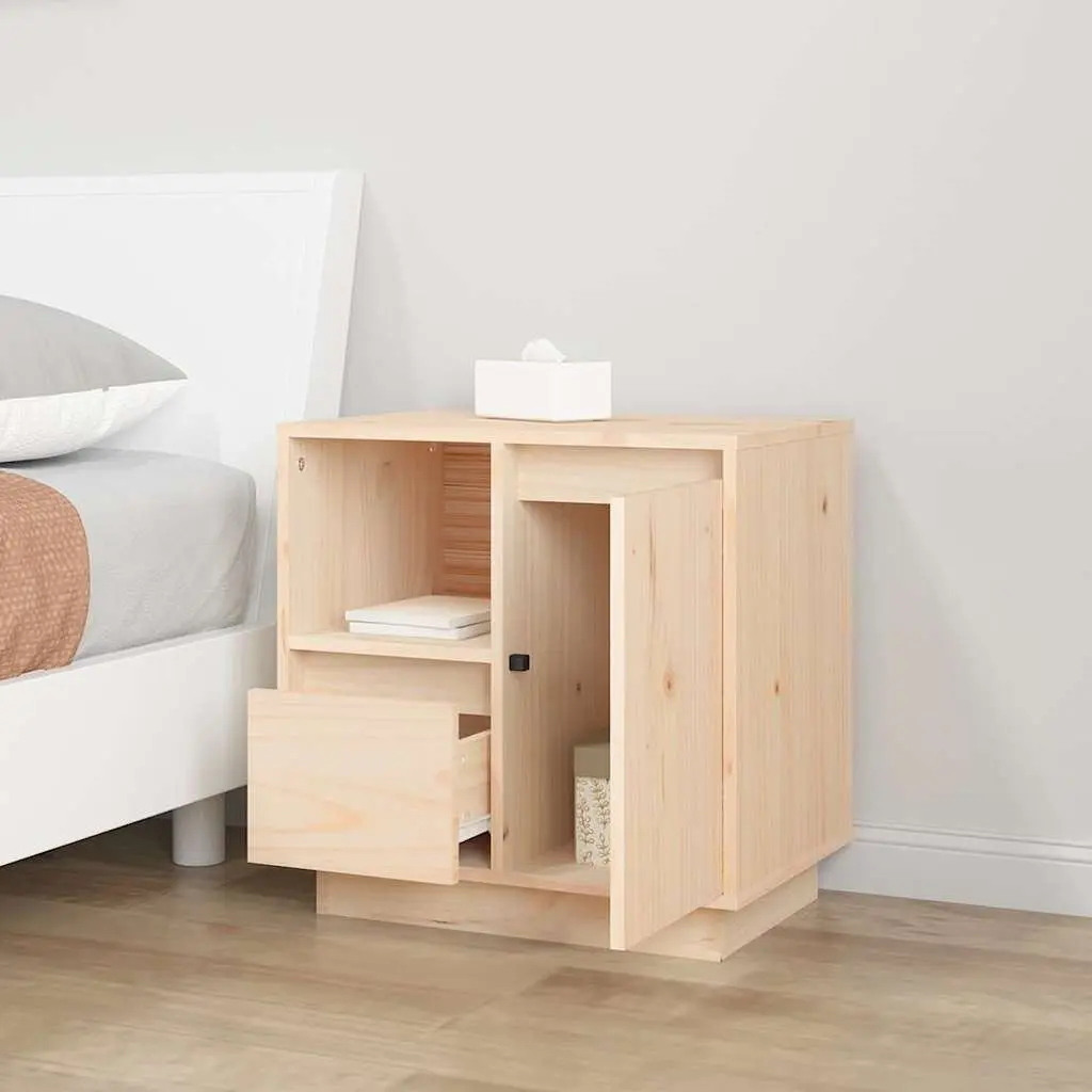 Bedside Cabinets Brown Solid Wood 2 Piece Storage Nightstand Side Table