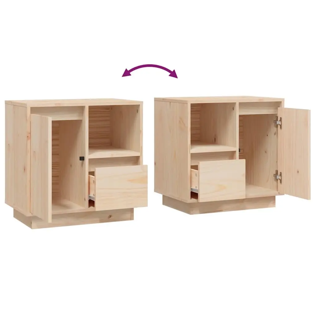 Bedside Cabinets Brown Solid Wood 2 Piece Storage Nightstand Side Table