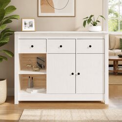 Compact and Reliable White Wooden Storage Cabinet