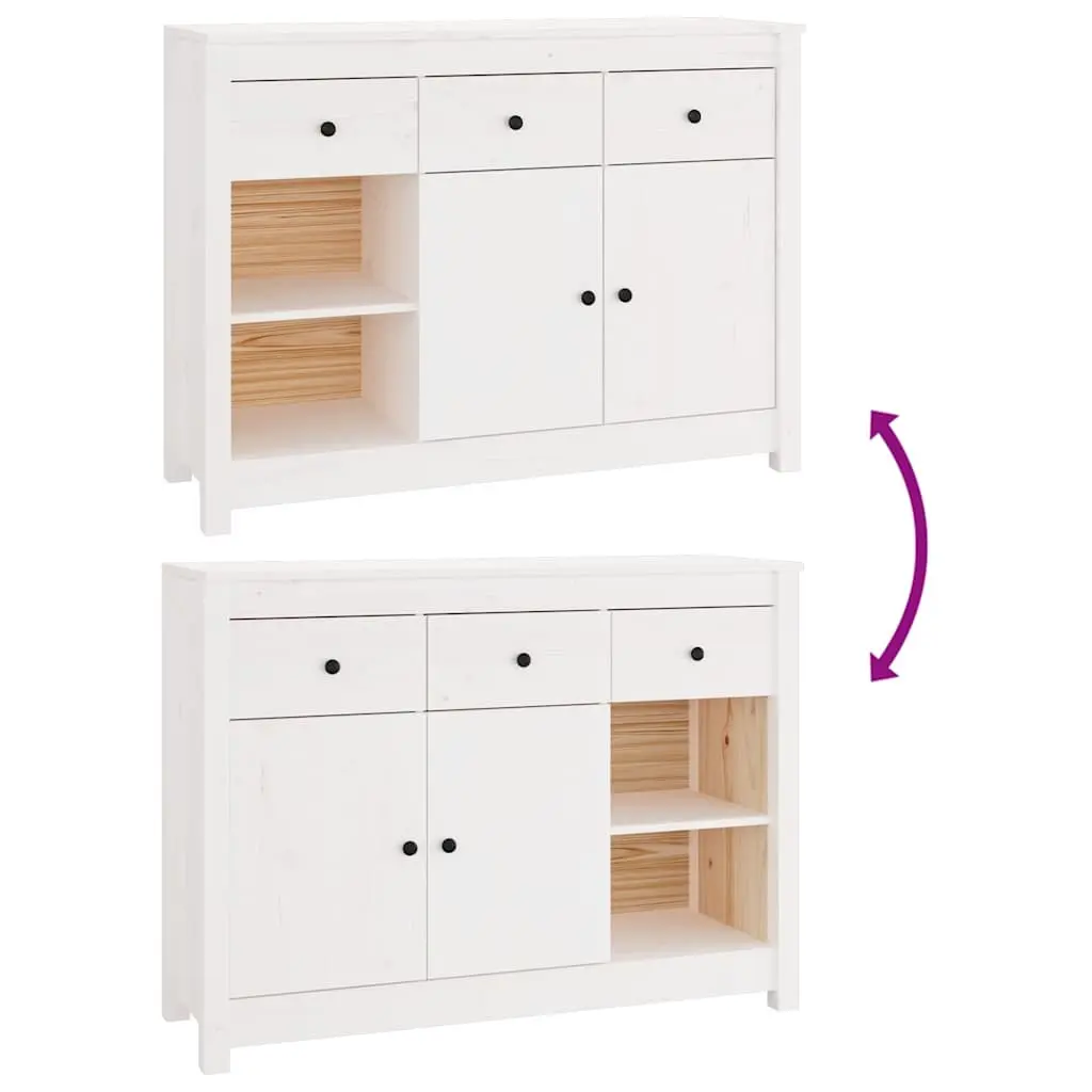 Wooden Sideboard White 100 x 35 x 74 cm 3 Drawers 6 Compartments