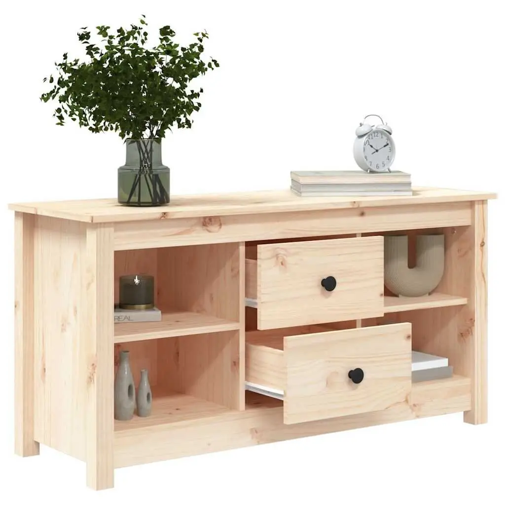 TV Cabinet 103x36.5x52 cm Solid Pine Wood Brown Furniture Storage Unit Drawers