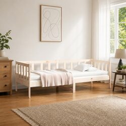 Day Bed Wooden Frame 90x190 cm Single Sofa Bed Pine Wood Guest Bedroom