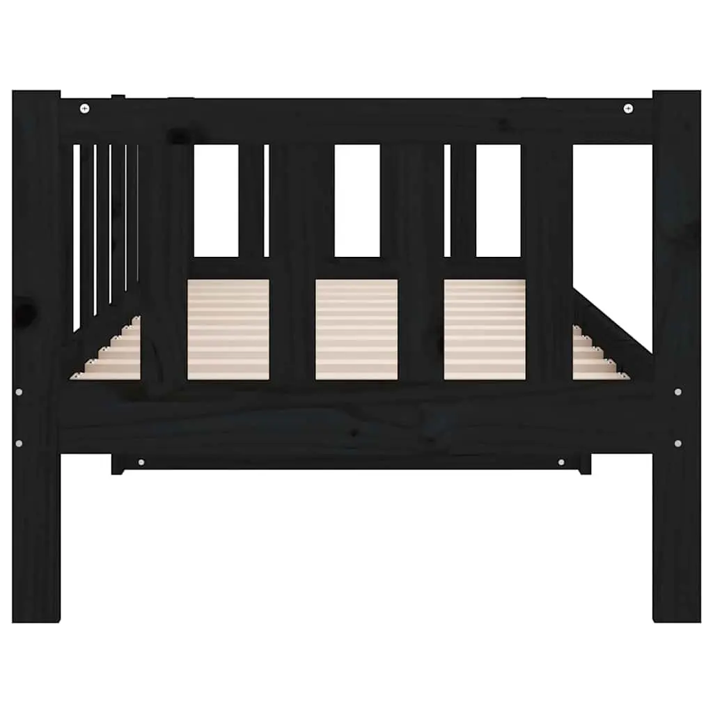Black Day Bed Frame Solid Pine Wood Slatted Base 90x190cm Multifunctional Sofa Bed