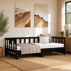 Black Day Bed with Guest Pull-out Mechanism