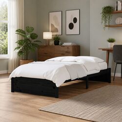 Compact and Reliable Black Bed Frame 90x190cm