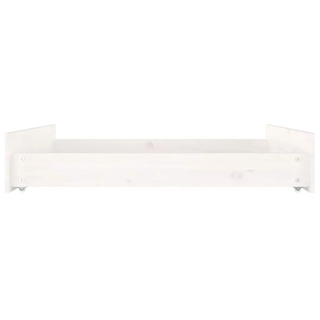 Under Bed Storage Drawers White Solid Pine Wood 2 Piece Easy-Glide Wheels