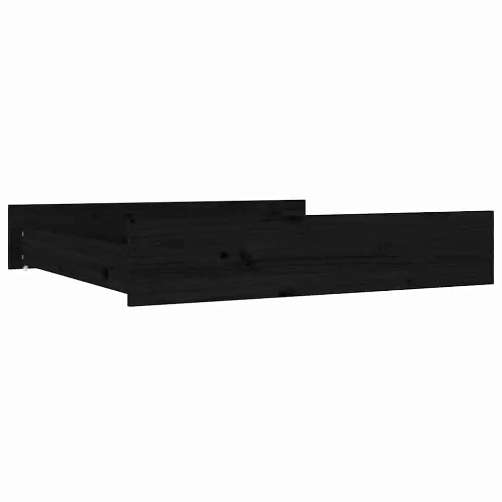 Under Bed Storage Drawers Black Solid Pine Wood 2 Piece Easy-Glide Wheels