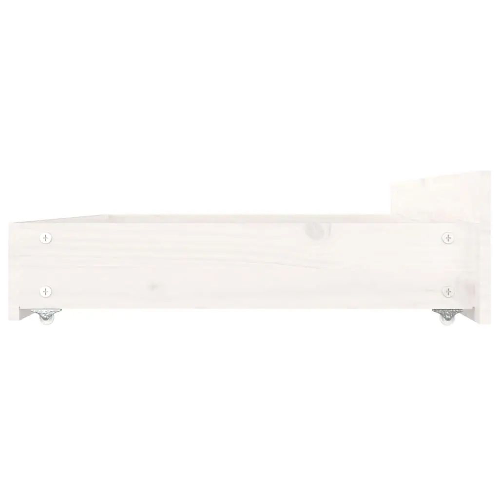 4 Piece White Under Bed Storage Drawers Solid Pine Wood Easy Glide Wheels
