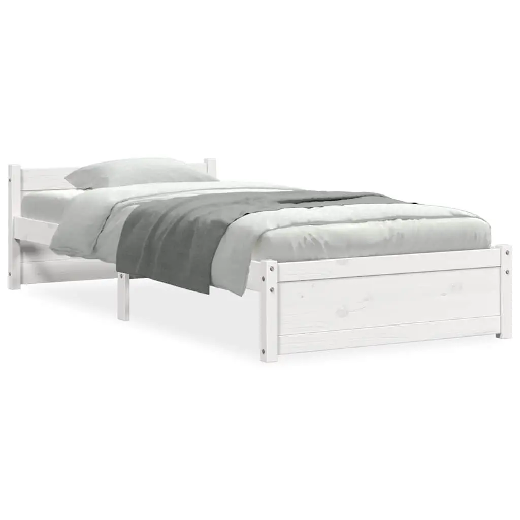 White Solid Wood Bed Frame for Single Sleepers