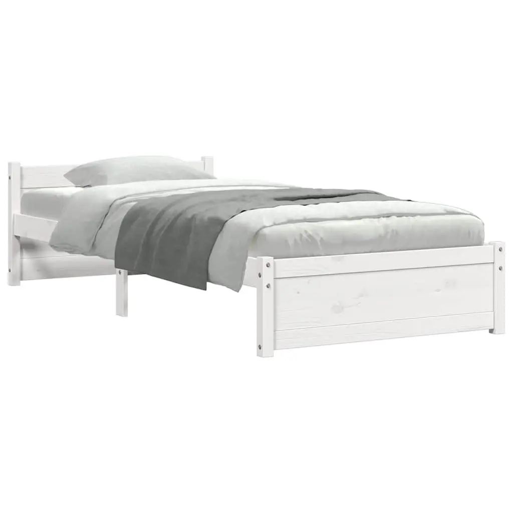 White Solid Wood Bed Frame for Single Sleepers