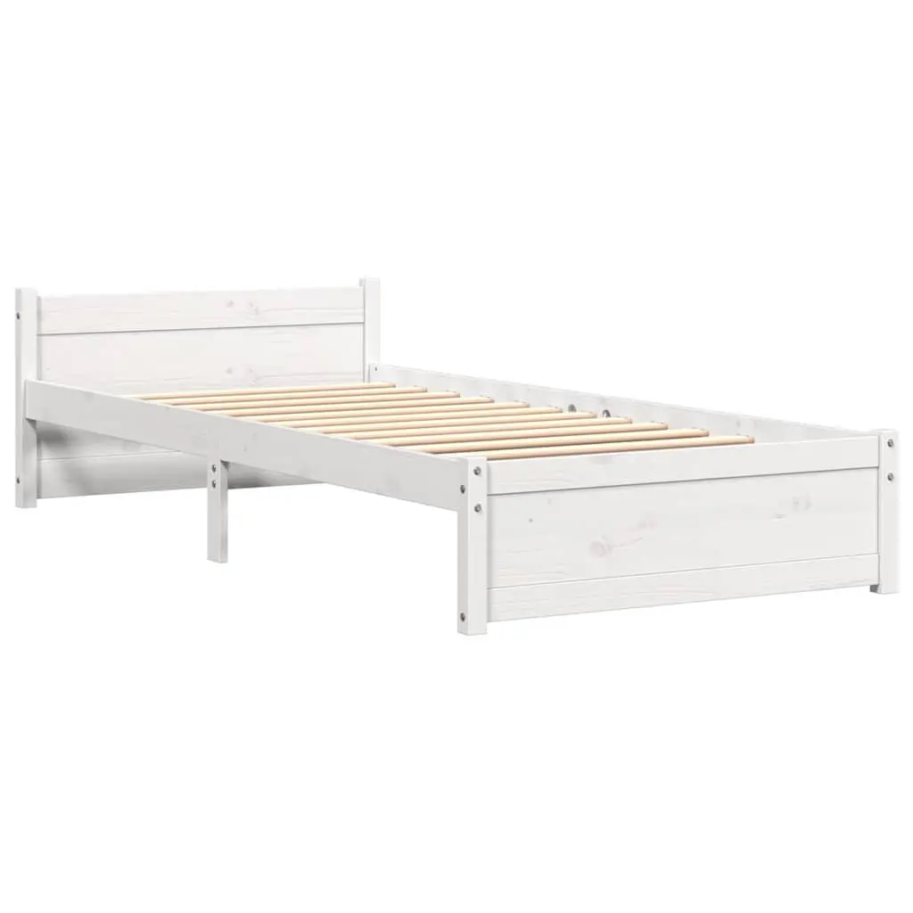 White Solid Wood Bed Frame for Single Sleepers