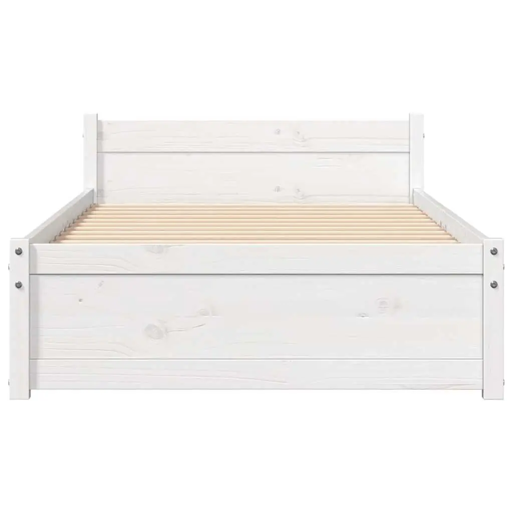 White Solid Wood Bed Frame for Single Sleepers