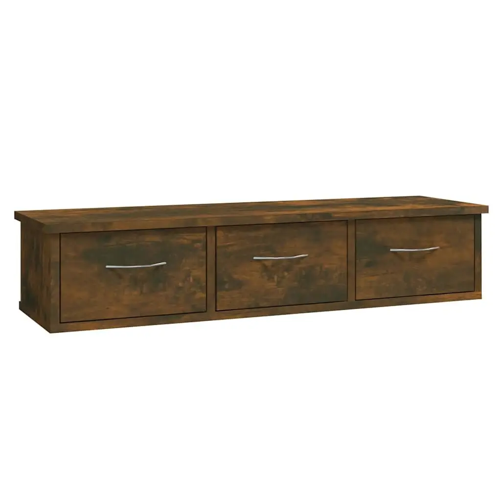 Wall Cabinet Brown 3 Drawers Floating Storage Unit