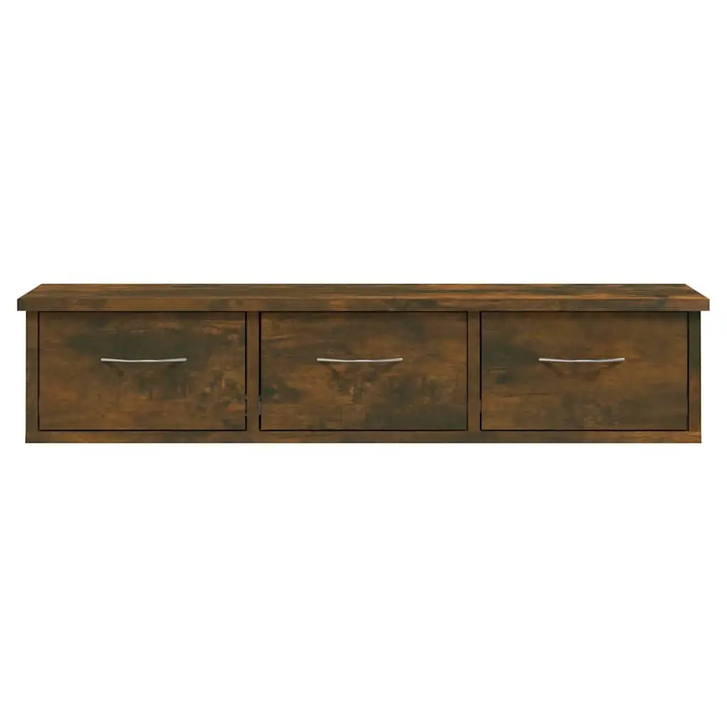 Wall Cabinet Brown 3 Drawers Floating Storage Unit