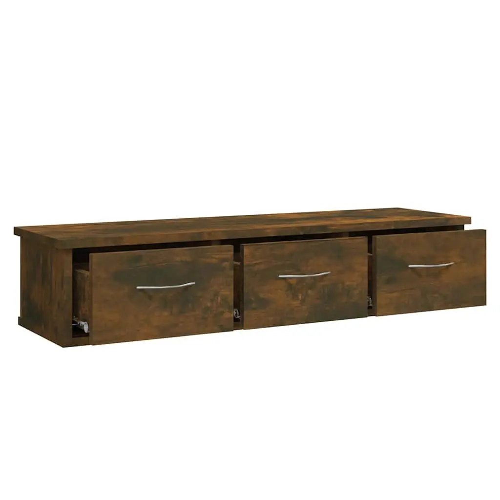 Wall Cabinet Brown 3 Drawers Floating Storage Unit